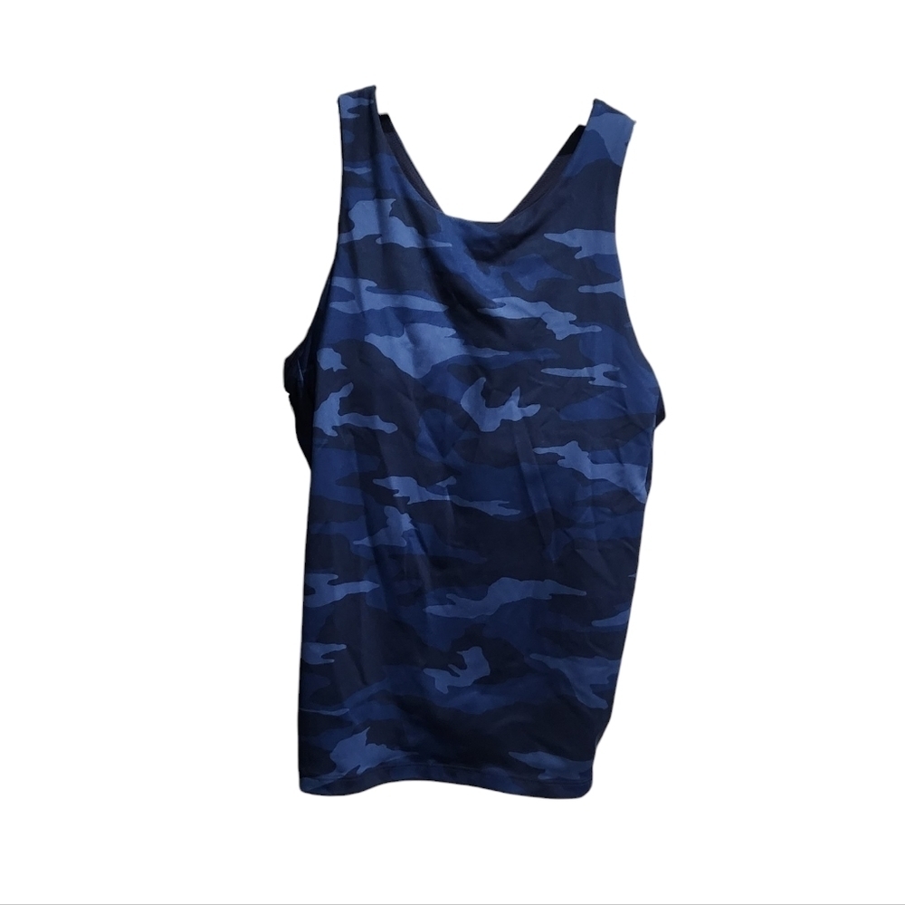 💜 ATHLETA Lightening Printed Support Blue Camo Tank Top w/ Built In Bra Medium